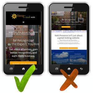 Mobile-friendly vs. non-mobile-friendly website example