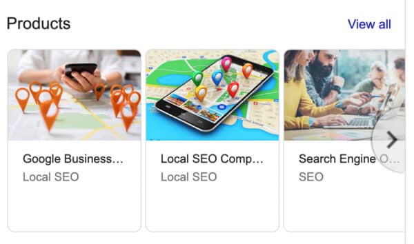 Google Business Profile Products Displayed in the Knowledge Panel
