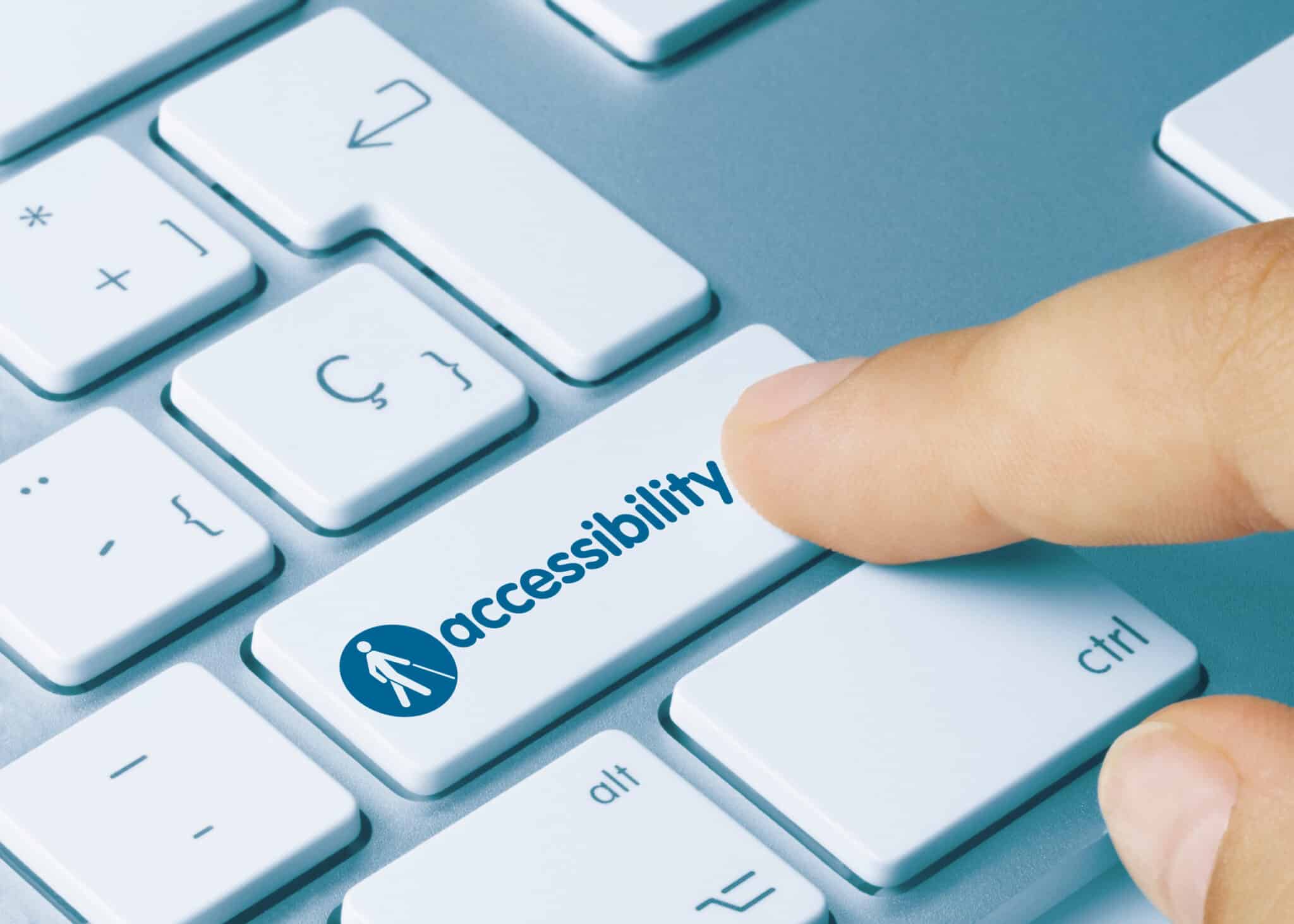 Accessibility - Inscription on Blue Keyboard Key.
