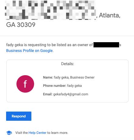 Screenshot of a "Someone requested ownership of your profile" email from Google