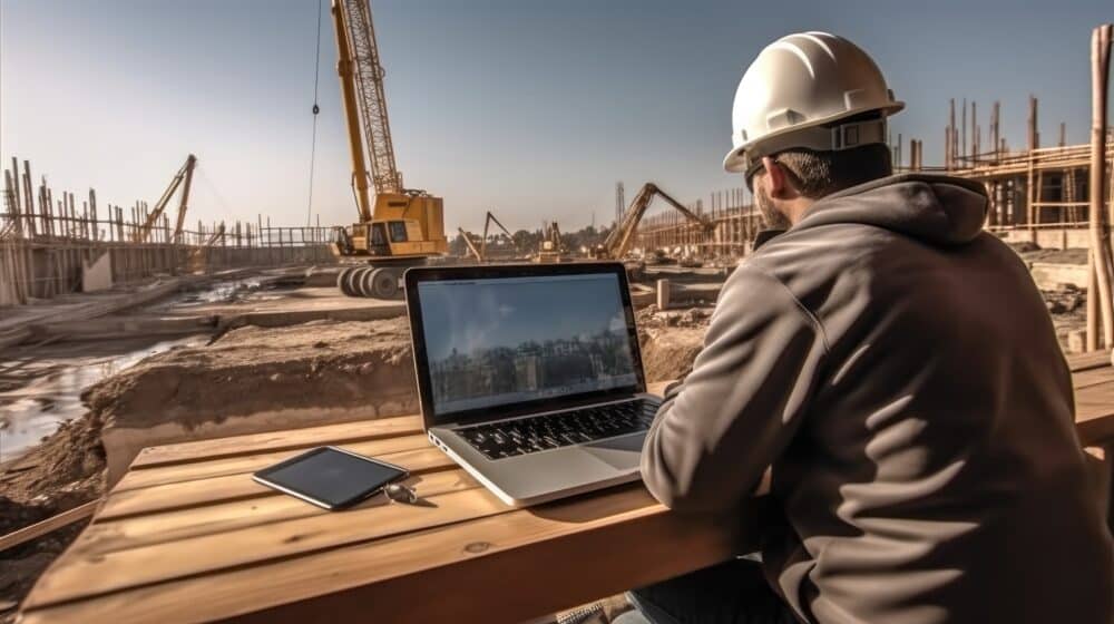 Construction Company Web Design - Person using a computer on a construction website
