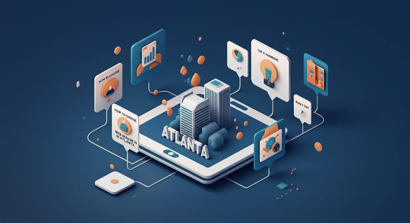 Isometric representation of an Atlanta Pillar Page and Local SEO Content radiating out from it